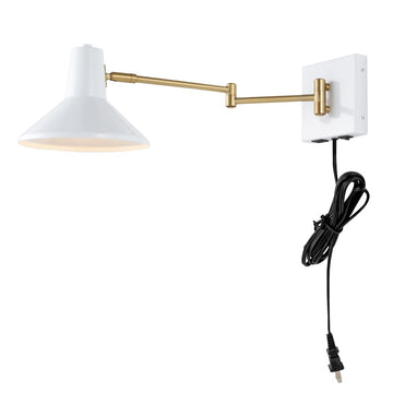 Hygge 16" Swing Arm Modern Midcentury Iron USB Charging Port LED Sconce - JONATHAN Y